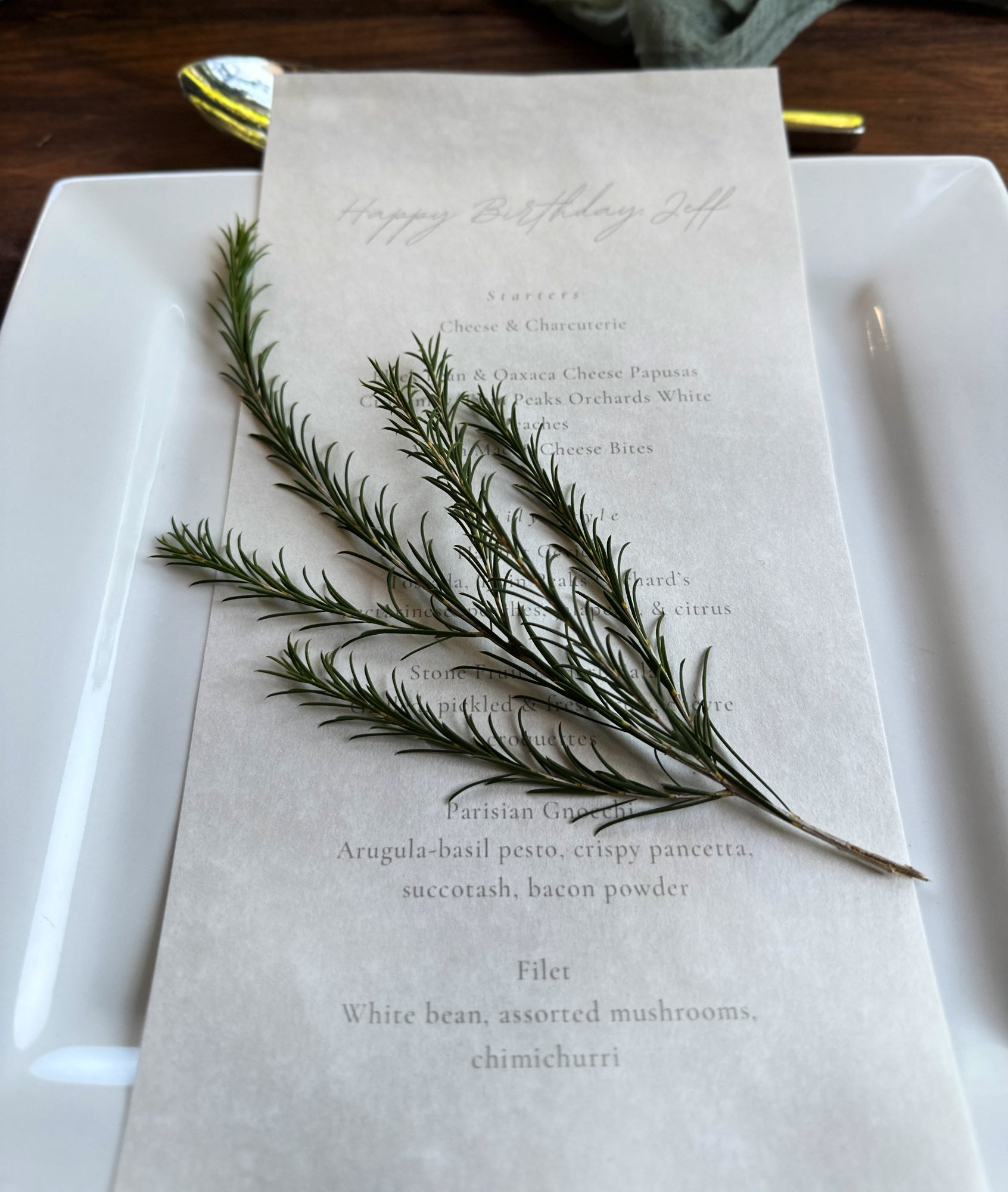 Customized catering menu created by Shef Madres Catering for a private El Dorado Hills event.
