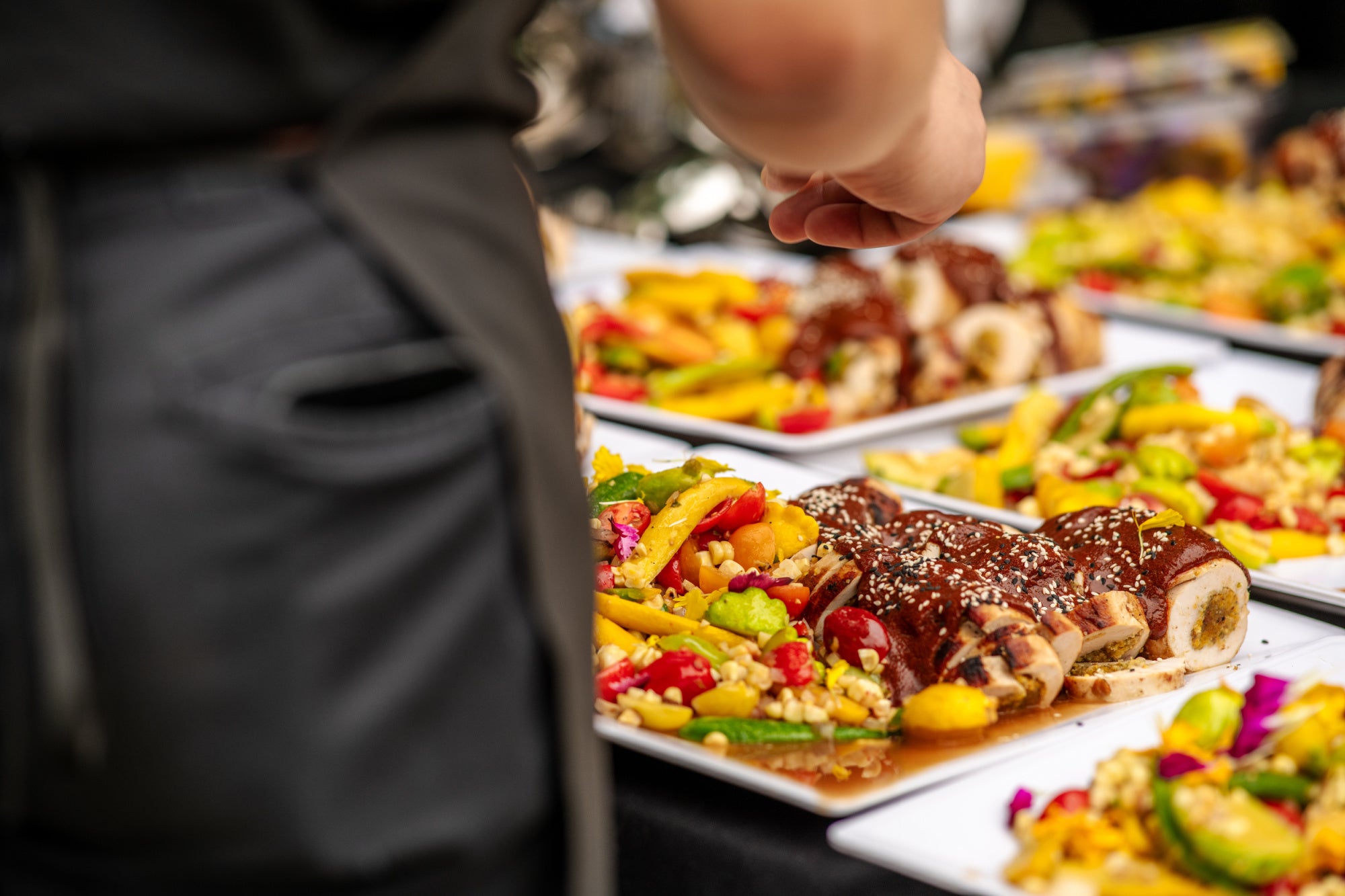 Chef-crafted family style meal for a private catered event by Shef Madres Catering in Sacramento.